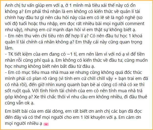 Bảng chi tiêu của cô gái 28 tuổi khiến CĐM bình luận rôm rả: Thu nhập 85-90 triệu/tháng, tiền nuôi chó còn nhiều hơn cả tiền ăn lẫn tiền biếu bố mẹ?- Ảnh 2.