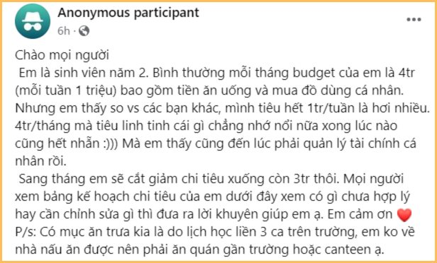 Tân sinh viên cần lấy bảng chi tiêu này làm thước đo mẫu mực: Chuẩn chỉ đâu ra đấy, vẫn dư tiền dự phòng- Ảnh 2.