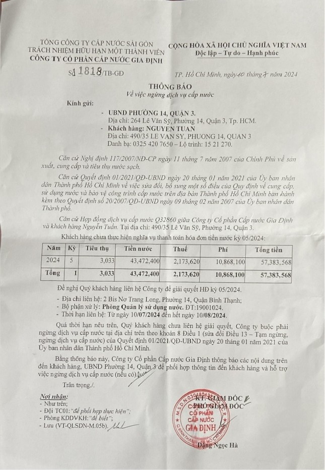 Vụ hóa đơn tiền nước 57 triệu đồng ở TPHCM: Gia đình nói gì về vụ kiện?- Ảnh 2.