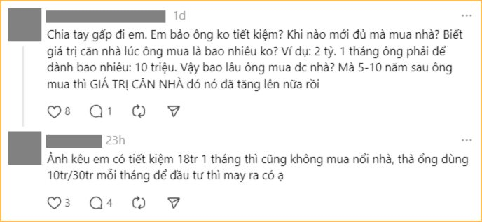 Bị bạn trai “chê” vì tháng kiếm 20 triệu nhưng chỉ tiêu 4 triệu, cô gái thắc mắc “chẳng lẽ tiết kiệm là sai hả mọi người?”- Ảnh 3.