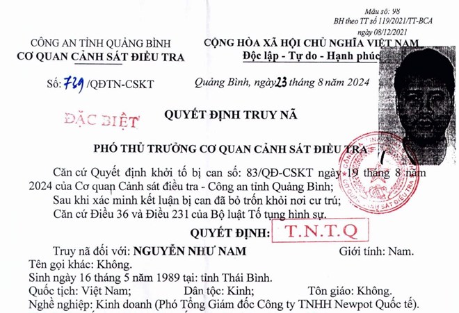 Truy nã Phó Tổng Giám đốc Newpot Quốc tế Nguyễn Như Nam- Ảnh 1.