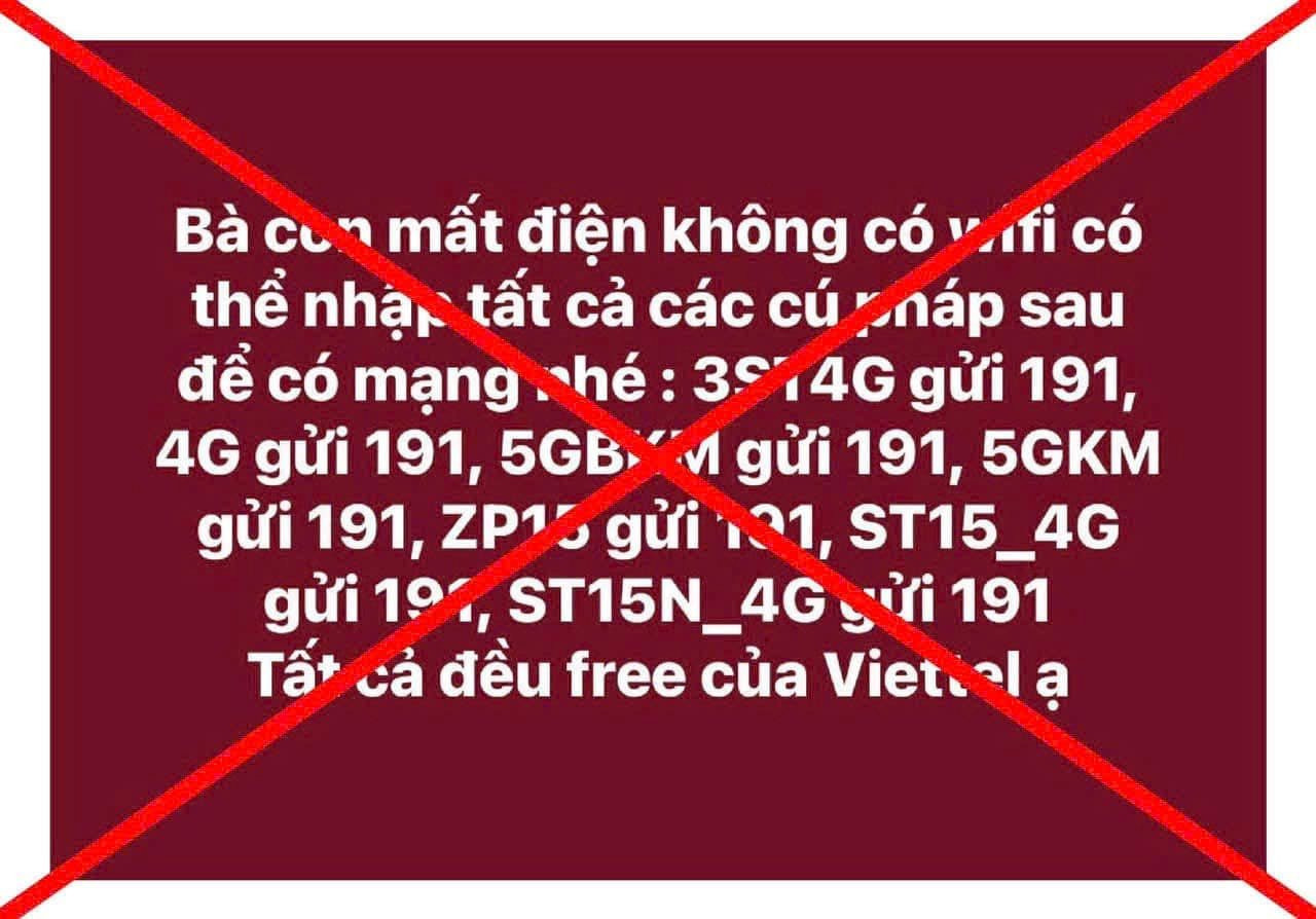 Sự thật thông tin lan truyền trên MXH, hướng dẫn người dân vùng lũ soạn tin gửi 191 để có wifi miễn phí- Ảnh 1.