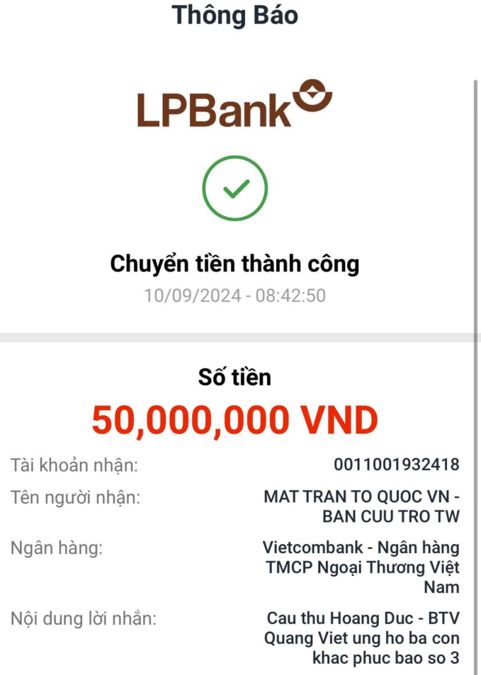 Quang Hải - Chu Thanh Huyền góp hàng trăm triệu ủng hộ đồng bào khắc phục hậu quả lũ lụt, ông Park Hang-seo xúc động động viên từ xa- Ảnh 2.