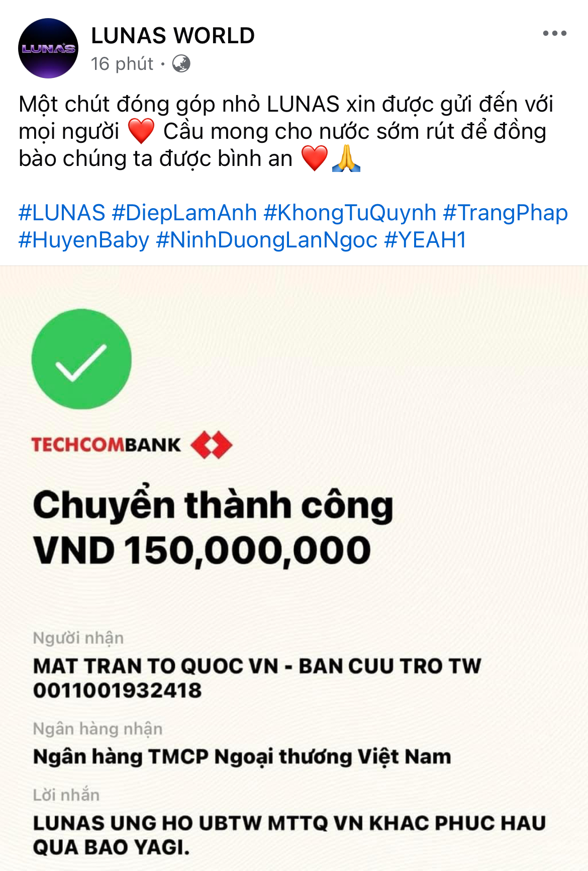 Thêm hơn 30 sao Việt đồng lòng đóng góp hàng tỷ đồng hỗ trợ bà con vùng bão lũ- Ảnh 24.