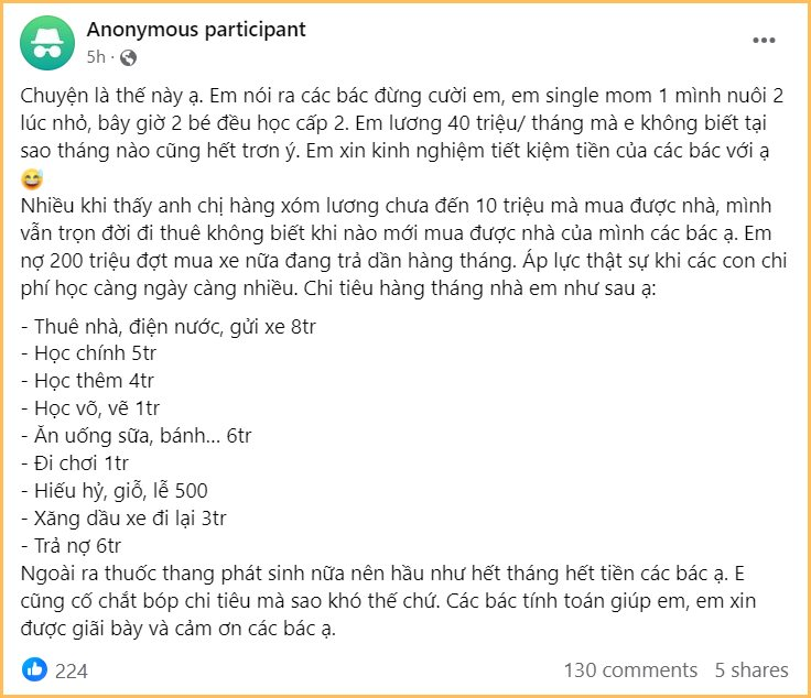 Tháng kiếm 40 triệu nhưng chẳng tiết kiệm được đồng nào, biết lý do xong không một ai dám trách- Ảnh 1.