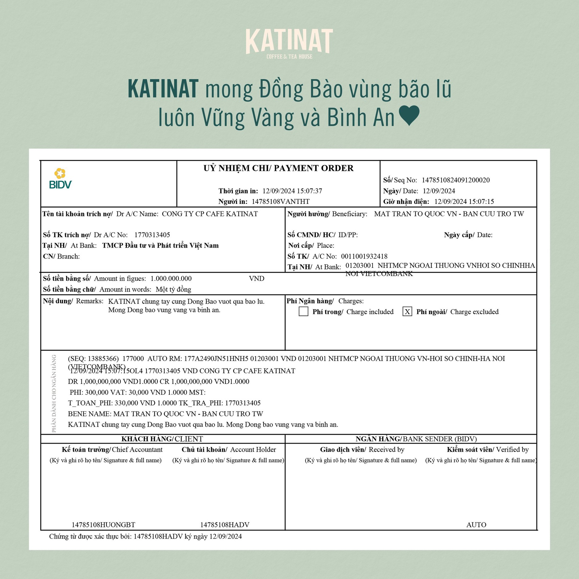 KATINAT xin lỗi, chuyển ngay 1 tỷ đồng ủng hộ sau khi bị chỉ trích “lợi dụng đau thương để kinh doanh”- Ảnh 1.