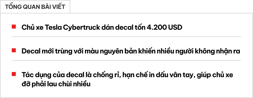 Dân chơi chi hơn 100 triệu đồng dán decal Tesla Cybertruck để đỡ tốn công lau chùi, nhìn ngoài khó phân biệt với nguyên bản- Ảnh 2.