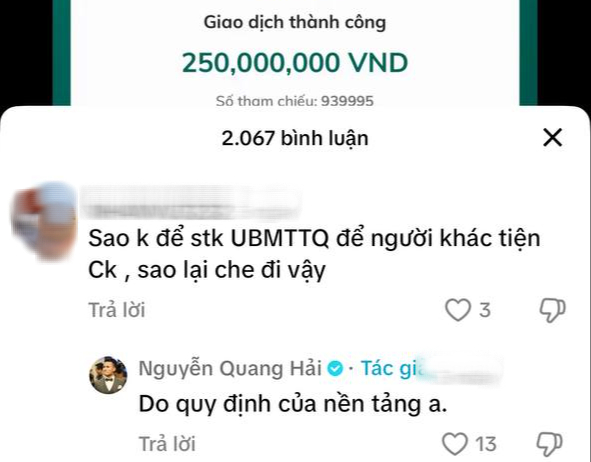 Quang Hải bỗng bị nghi ngờ việc chuyển tiền từ thiện, phải lên tiếng giải thích- Ảnh 3.