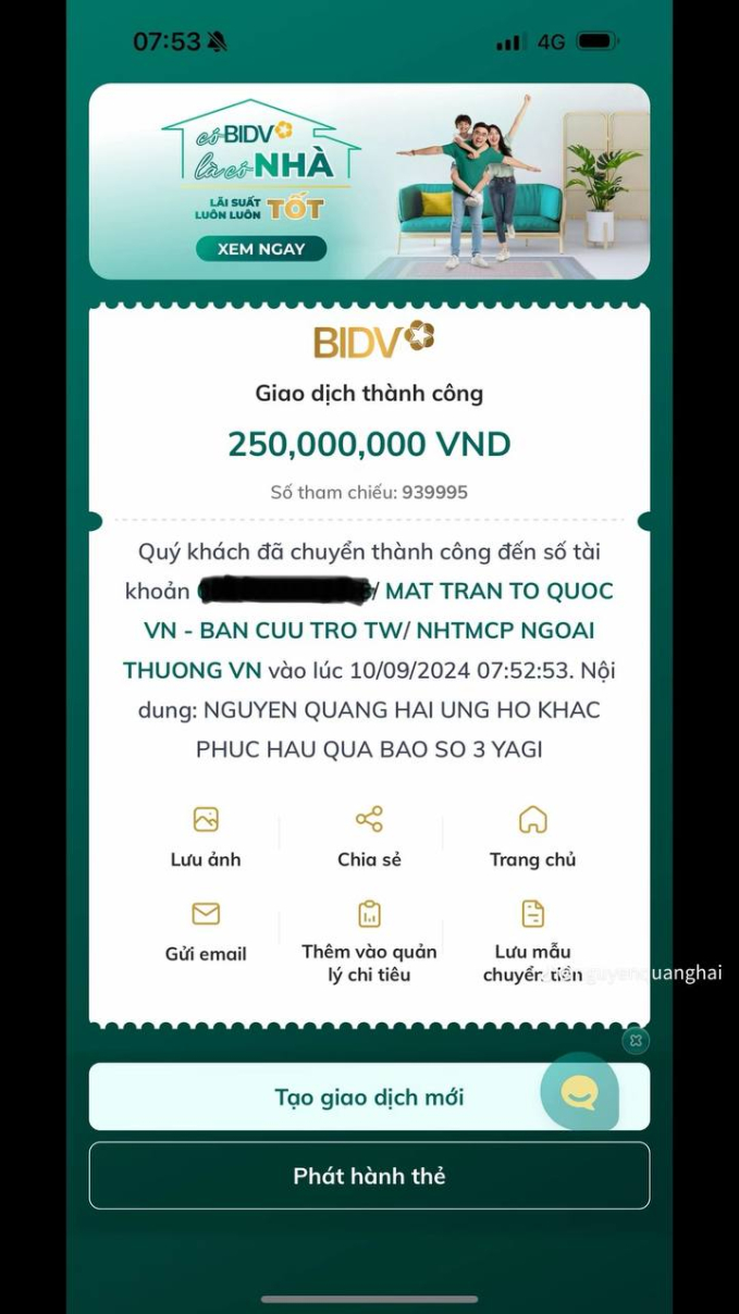 Quang Hải bỗng bị nghi ngờ việc chuyển tiền từ thiện, phải lên tiếng giải thích- Ảnh 1.