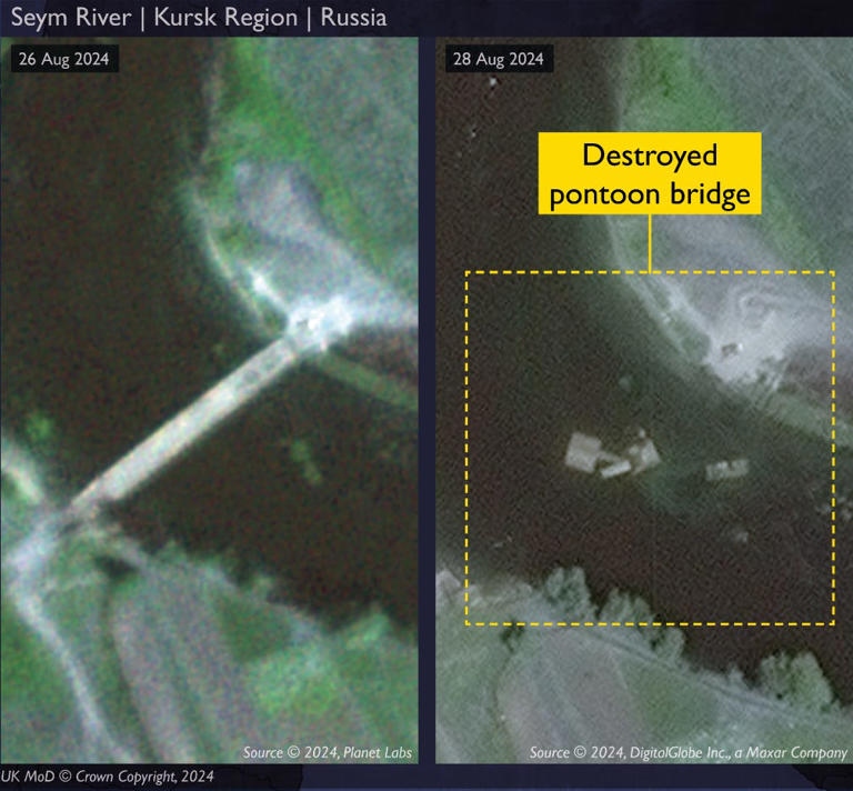 Ảnh vệ tinh các cây cầu của Nga ở Kursk bị Ukraine không kích phá hủy- Ảnh 3.
