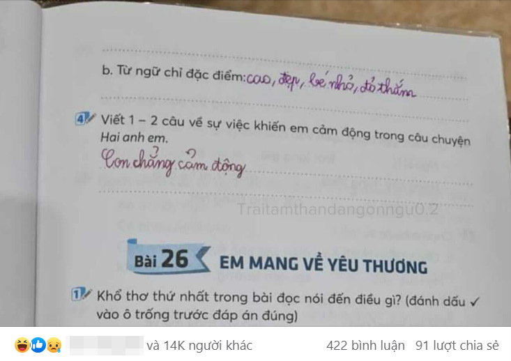 Đề bài yêu cầu "Viết 1, 2 câu cảm động về câu chuyện Hai anh em", học sinh ngoáy bút 4 từ không ai ngờ!- Ảnh 1.