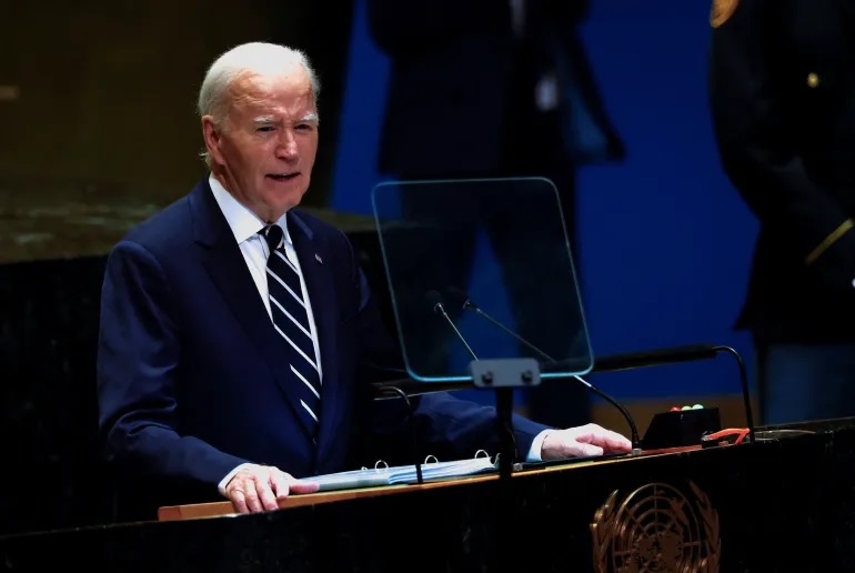 Tổng thống Mỹ Joe Biden phát biểu tại Đại hội đồng Liên Hiệp Quốc khóa 79. Ảnh: Reuters