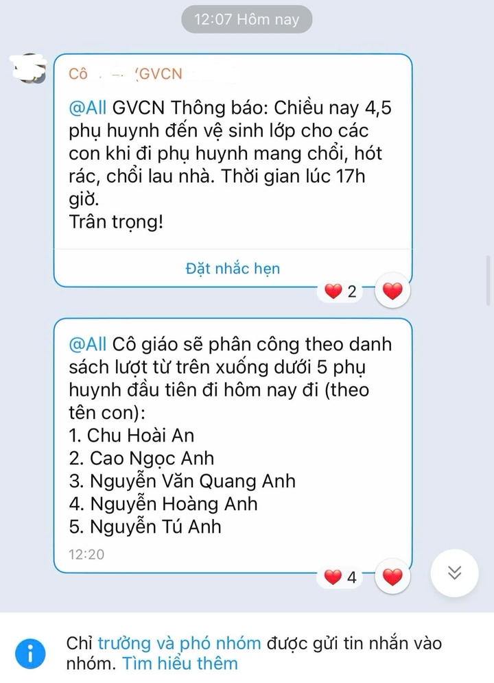 Phụ huynh bức xúc tố 'chưa tan làm đã phải đến trường trực nhật thay con'- Ảnh 1.