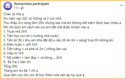 Cách chi tiêu để có tiền mua 1 chỉ vàng mỗi tháng của gia đình 4 người: Ngày ăn 2 bữa, tiền thuê nhà chỉ 3,5 triệu đồng
- Ảnh 1.