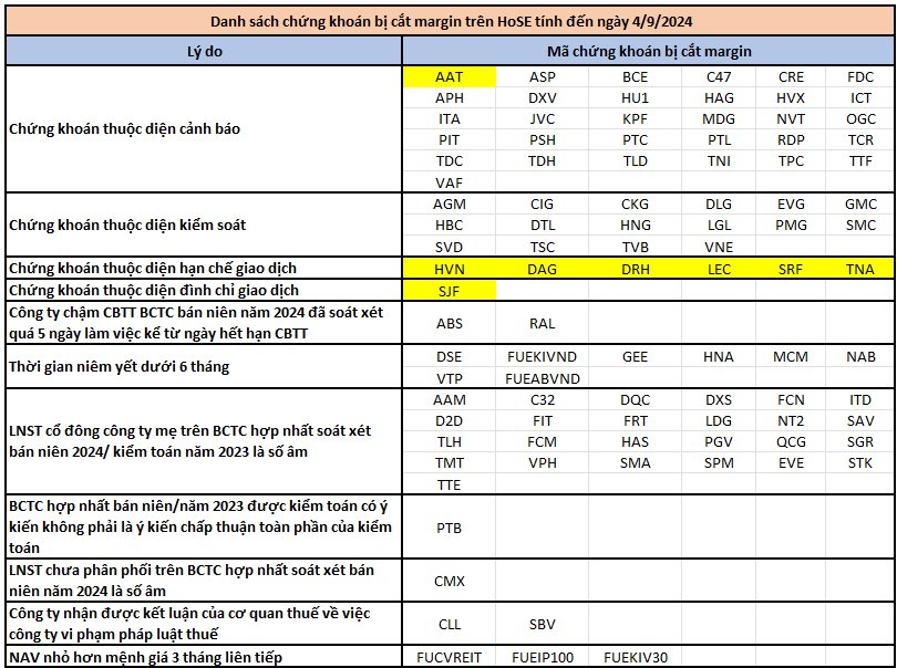 HoSE tiếp tục cắt margin cổ phiếu do thua lỗ, danh sách không được giao dịch ký quỹ gần 100 mã chứng khoán- Ảnh 1.
