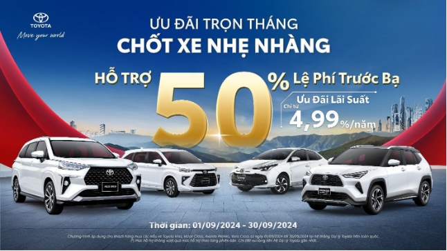 Bốn mẫu xe nhận ưu đãi lớn từ Toyota Việt Nam và các Đại lý trong tháng 9- Ảnh 1.