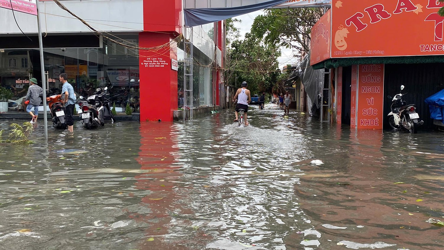 Sau bão, Hải Phòng vẫn ngập sâu, cây xanh đổ la liệt, nhiều nơi mất điện- Ảnh 5.