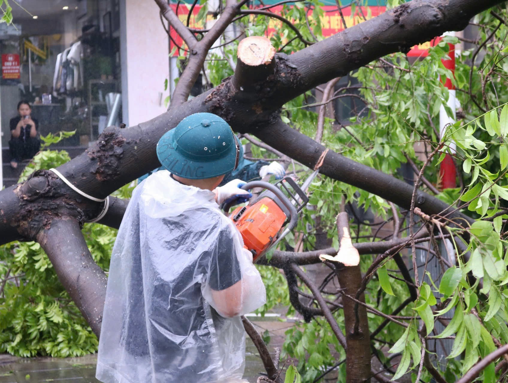 Người dân xuống đường hỗ trợ lực lượng chức năng dọn cây sau bão- Ảnh 7.