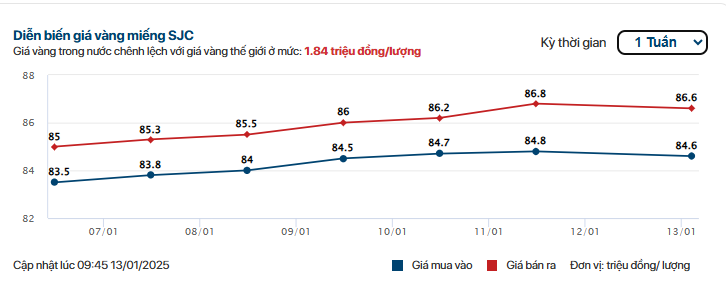 Giá vàng nhẫn, vàng SJC hôm nay 13/1: Lao dốc- Ảnh 1.