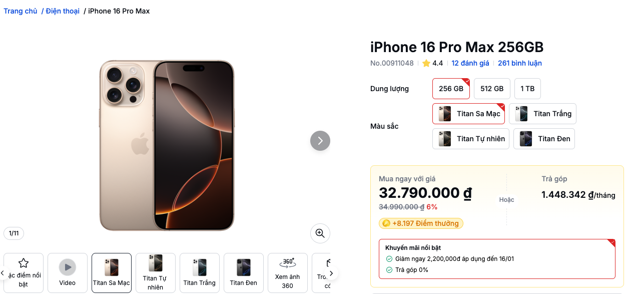 Từng là màu đắt nhất, iPhone 16 Pro Max 