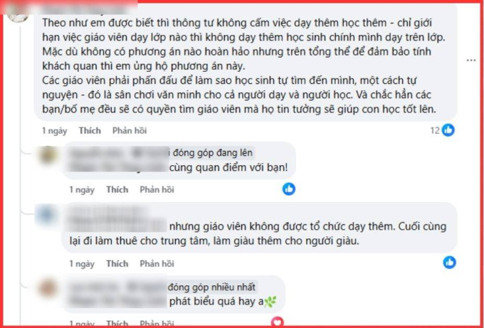 Quan điểm gây tranh cãi: "Đa số phụ huynh không ủng hộ viêc dạy/hoc thêm có con em ở mức trung bình, yếu, thậm chí là cá biệt"- Ảnh 2.