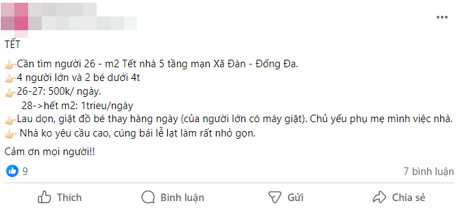 Giúp việc về quê full Tết, hội mẹ bỉm nháo nhào tìm người thay thế, chi gần 10 triệu mà vẫn chưa đâu vào đâu- Ảnh 1. Giúp việc về quê full Tết, hội mẹ bỉm nháo nhào tìm người thay thế, chi gần 10 triệu mà vẫn chưa đâu vào đâu- Ảnh 1.