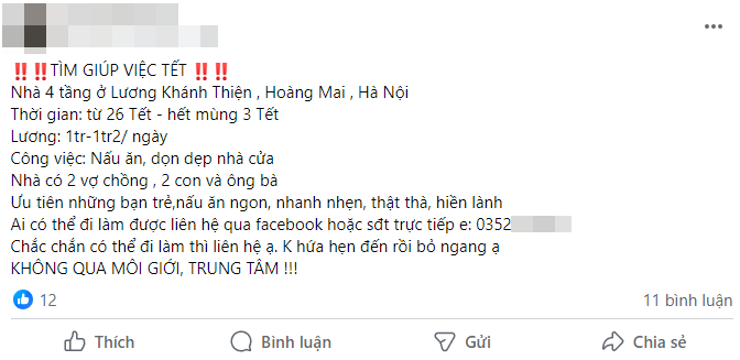 Giúp việc về quê full Tết, hội mẹ bỉm nháo nhào tìm người thay thế, chi gần 10 triệu mà vẫn chưa đâu vào đâu- Ảnh 4. Giúp việc về quê full Tết, hội mẹ bỉm nháo nhào tìm người thay thế, chi gần 10 triệu mà vẫn chưa đâu vào đâu- Ảnh 4.