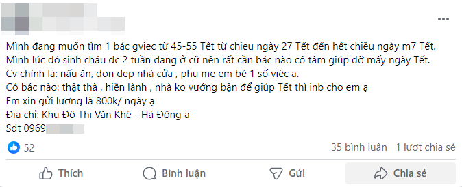 Giúp việc về quê full Tết, hội mẹ bỉm nháo nhào tìm người thay thế, chi gần 10 triệu mà vẫn chưa đâu vào đâu- Ảnh 8. Giúp việc về quê full Tết, hội mẹ bỉm nháo nhào tìm người thay thế, chi gần 10 triệu mà vẫn chưa đâu vào đâu- Ảnh 8.