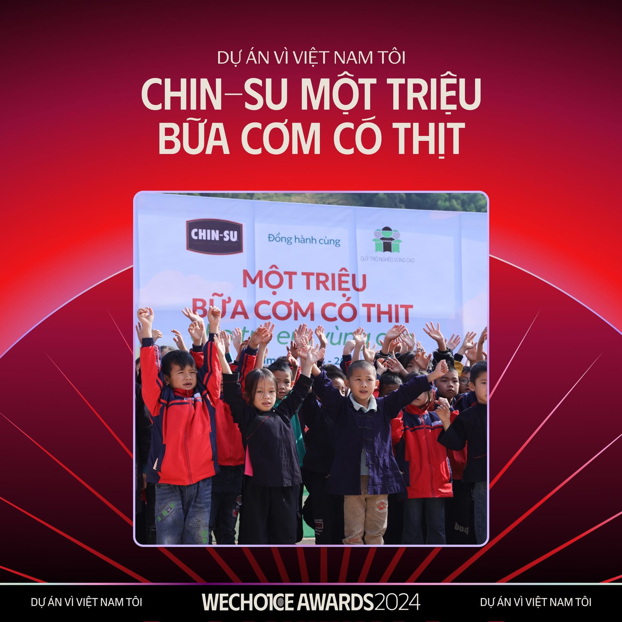 “CHIN-SU Một triệu bữa cơm có thịt” lọt top 3 đề cử chiến thắng hạng mục Dự án vì Việt Nam tôi - Wechoice Awards 2024- Ảnh 1.