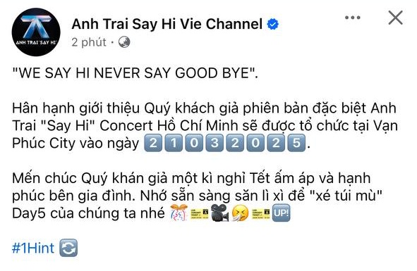 HOT: Anh Trai Say Hi công bố concert 5, không phải Đà Nẵng hay Hà Nội!- Ảnh 2.