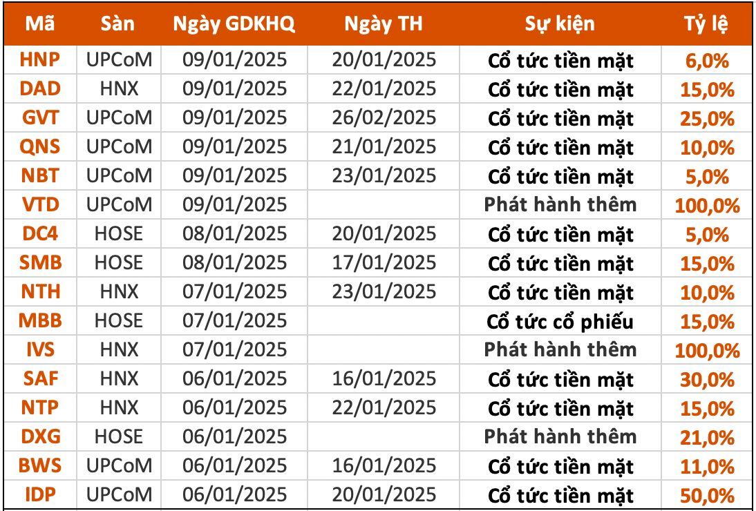 Lịch chốt quyền cổ tức tuần 6/1-10/1: Ngân hàng đầu tiên "lăn chốt", cổ tức tiền mặt cao nhất 50%- Ảnh 1.