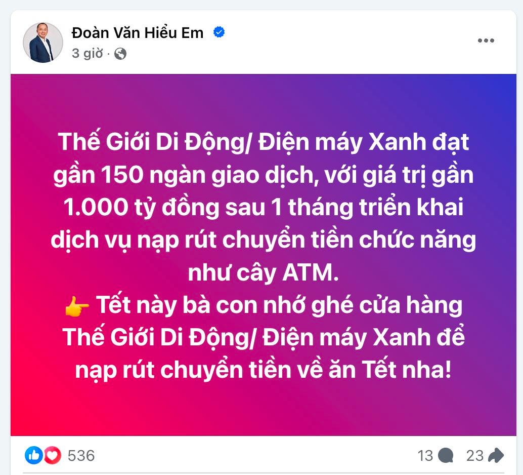 "Cây ATM" của Thế Giới Di Động đã nạp, rút, chuyển gần 1.000 tỷ chỉ sau 1 tháng triển khai- Ảnh 1.