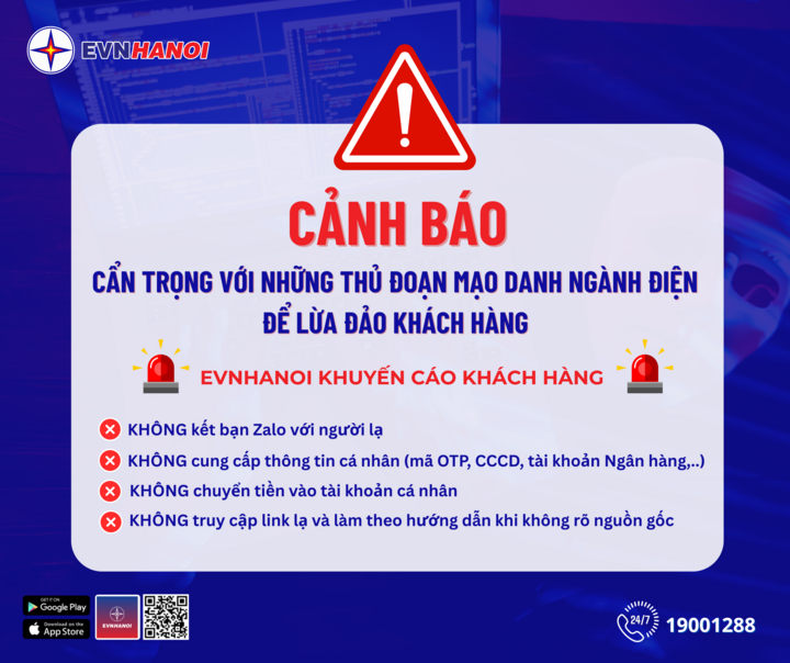 EVNHANOI khuyến cáo khách hàng về thủ đoạn mạo danh ngành điện để lừa đảo- Ảnh 1. EVNHANOI khuyến cáo khách hàng về thủ đoạn mạo danh ngành điện để lừa đảo- Ảnh 1.