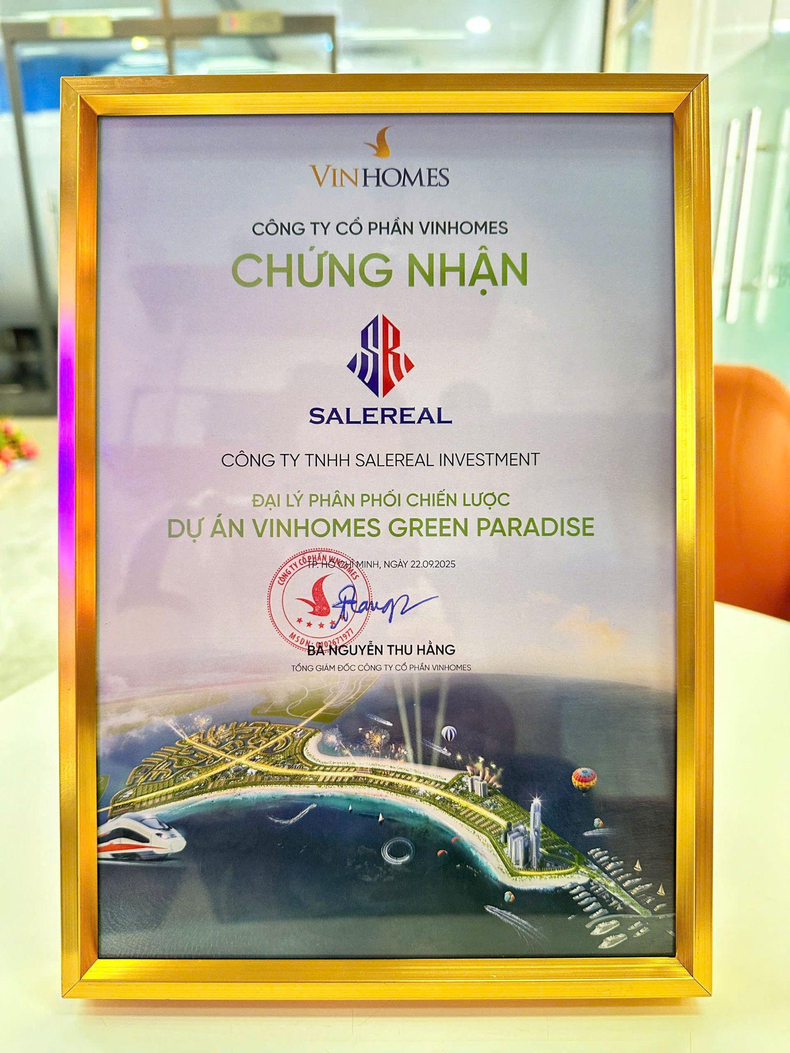 SaleReal chính thức trở thành đại lý F1 phân phối Vinhomes Green Paradise- Ảnh 2. SaleReal chính thức trở thành đại lý F1 phân phối Vinhomes Green Paradise- Ảnh 2.