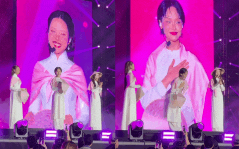 Concert Em Xinh Say Hi ở Mỹ Đình: Miu Lê đứng im như tượng, mãi mới chịu hát- Ảnh 4. Concert Em Xinh Say Hi ở Mỹ Đình: Miu Lê đứng im như tượng, mãi mới chịu hát- Ảnh 4.