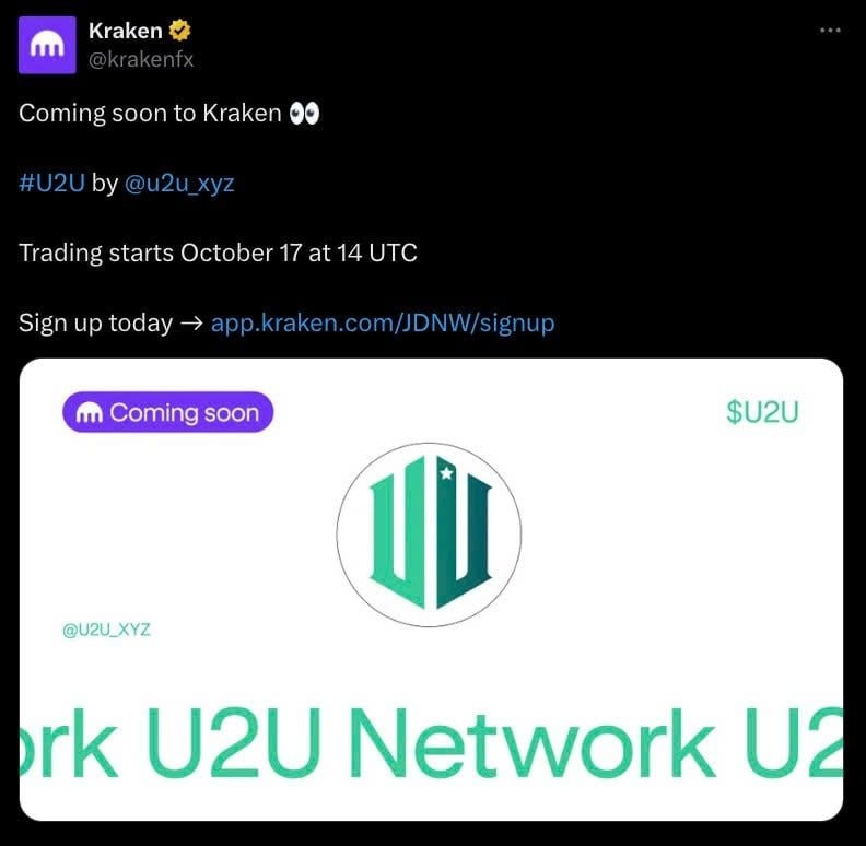 Công nghệ Việt tiến vào thị trường Mỹ: U2U Network được Kraken thông báo niêm yết- Ảnh 1.