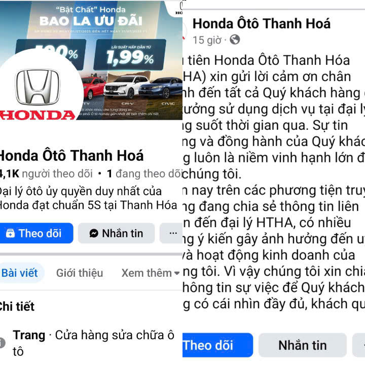 Honda Ôtô Thanh Hóa lên tiếng vụ lùm xùm báo giá lan truyền trên mạng xã hội- Ảnh 2.