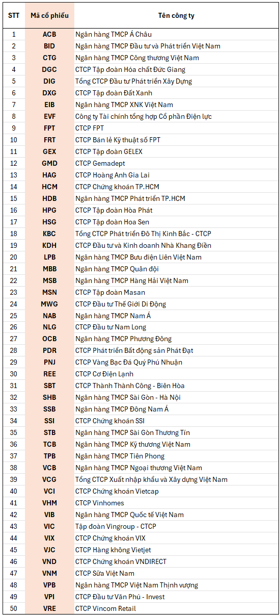 Bộ chỉ số mới VN50 GROWTH gồm những mã cổ phiếu nào?- Ảnh 1. Bộ chỉ số mới VN50 GROWTH gồm những mã cổ phiếu nào?- Ảnh 1.