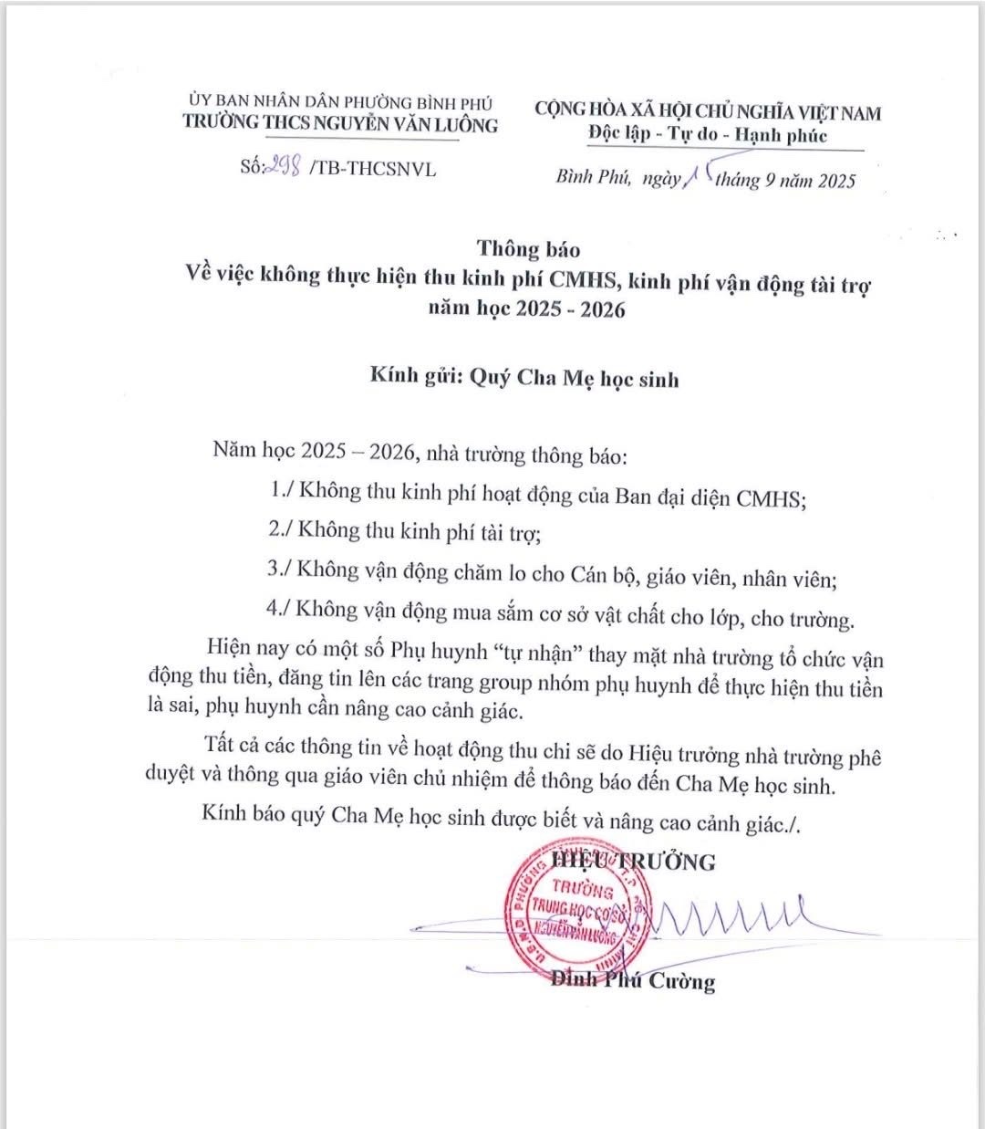 Trường học ở TP HCM ra thông báo "lạ" của sau khi phụ huynh vận động thu sai quy định- Ảnh 3. Trường học ở TP HCM ra thông báo "lạ" của sau khi phụ huynh vận động thu sai quy định- Ảnh 3.