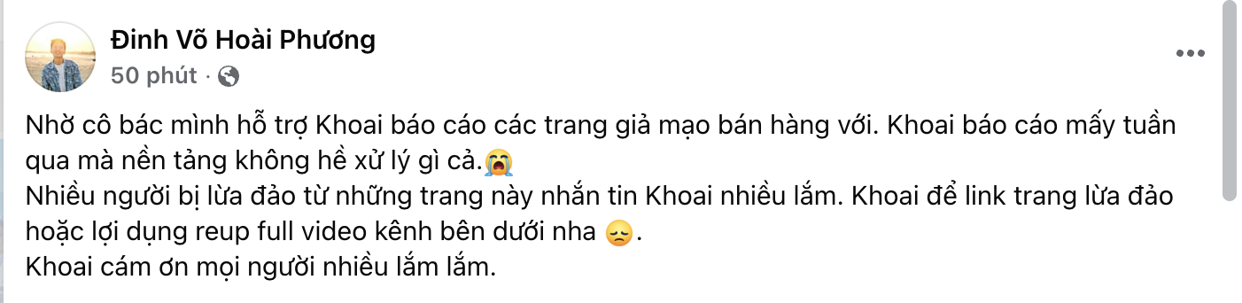 Khoai Lang Thang cảnh báo gấp chuyện lừa đảo- Ảnh 1. Khoai Lang Thang cảnh báo gấp chuyện lừa đảo- Ảnh 1.