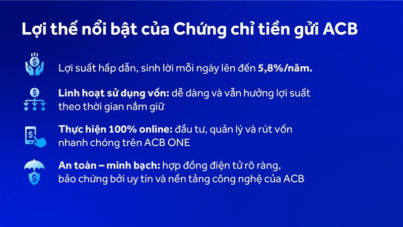 ACB ra mắt sản phẩm đầu tư Chứng chỉ tiền gửi trên ACB ONE- Ảnh 2. ACB ra mắt sản phẩm đầu tư Chứng chỉ tiền gửi trên ACB ONE- Ảnh 2.