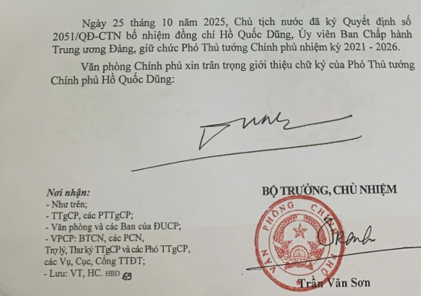Giới thiệu chữ ký của Phó Thủ tướng Chính phủ Hồ Quốc Dũng- Ảnh 2. Giới thiệu chữ ký của Phó Thủ tướng Chính phủ Hồ Quốc Dũng- Ảnh 2.