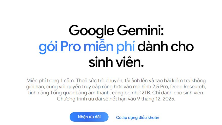 Cách đăng ký gói Google Gemini Pro và 2TB dung lượng miễn phí 1 năm- Ảnh 1.