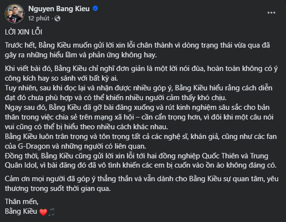 Bằng Kiều phải xin lỗi- Ảnh 1.