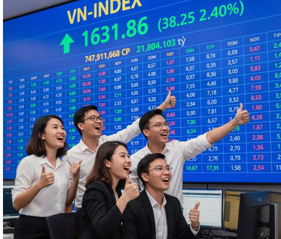 Chứng khoán tăng điểm "tưng bừng", cổ phiếu lại đồng loạt xanh - tím- Ảnh 1.