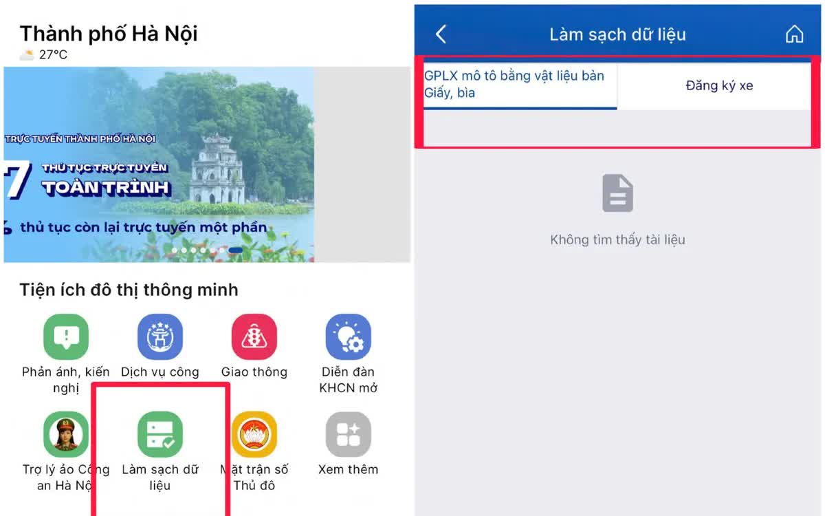 Giao diện thực hiện trên ứng dụng iHanoi