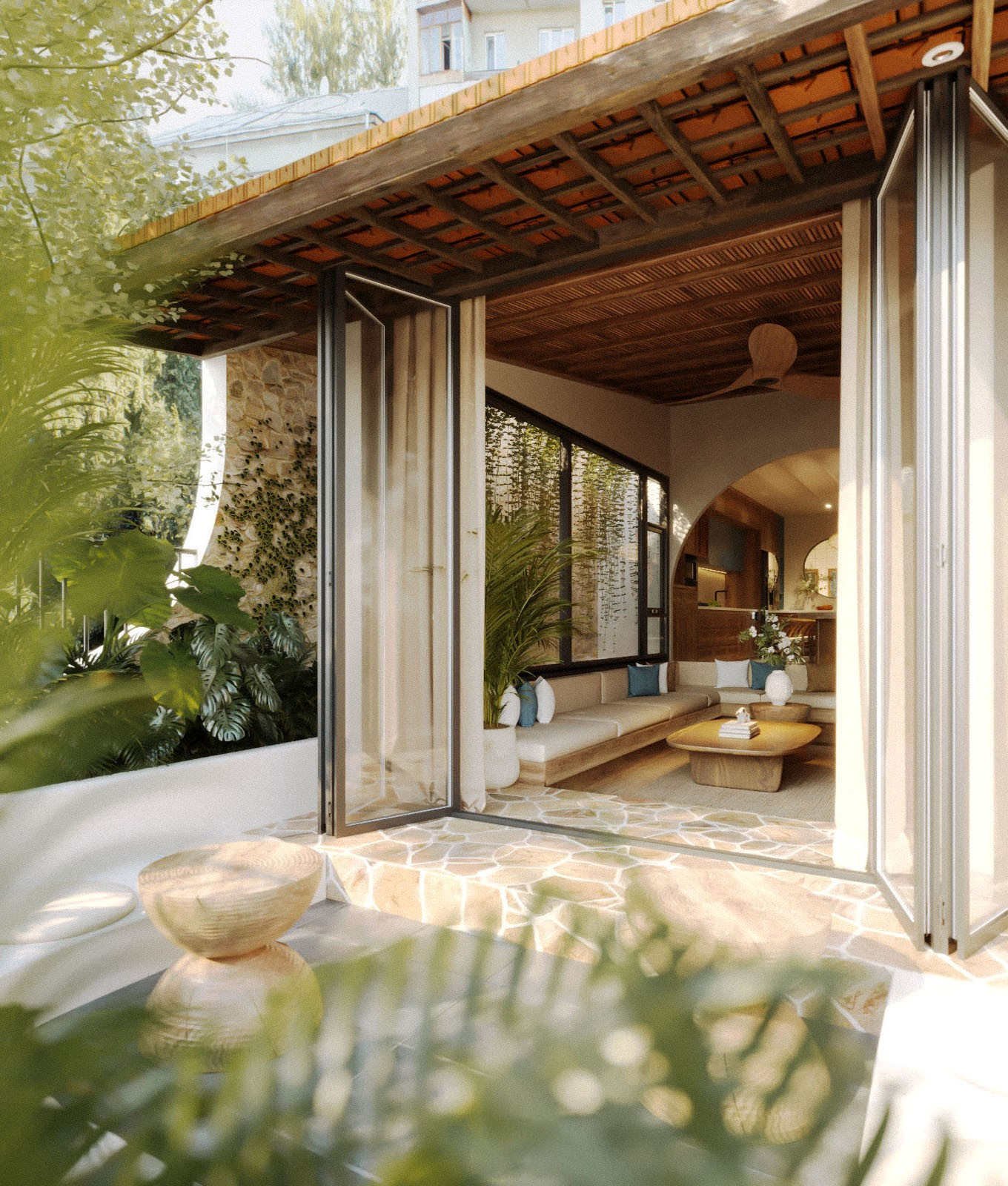 Nhà phố 4 tầng đưa phòng khách và bếp ăn lên tầng cao để tạo sự thoải mái- Ảnh 2.