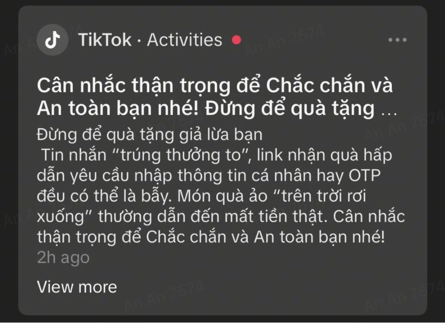 TikTok gửi cảnh báo lừa đảo trực tuyến trực tiếp trong ứng dụng- Ảnh 1.