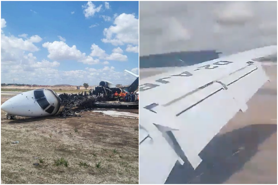 Máy bay chở một bộ trưởng cùng khoảng 20 người khác trượt khỏi đường băng, gần như cháy thành tro- Ảnh 1.