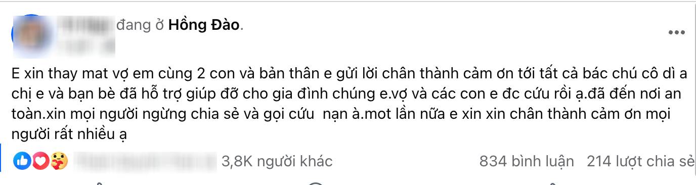 Người chồng cập nhật tình hình mới nhất của mẹ con mắc kẹt trên nóc nhà, cầu cứu xuyên đêm trong lũ dữ ở Đắk Lắk- Ảnh 2.